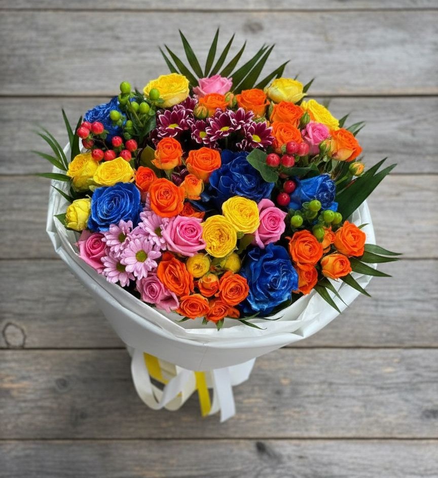 Букет цветов из: Розы и Хризантемы в Цимлянском