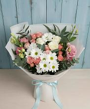 Букет цветов из:  Розы, Лизиантусы и Хризантемы в Цимлянском