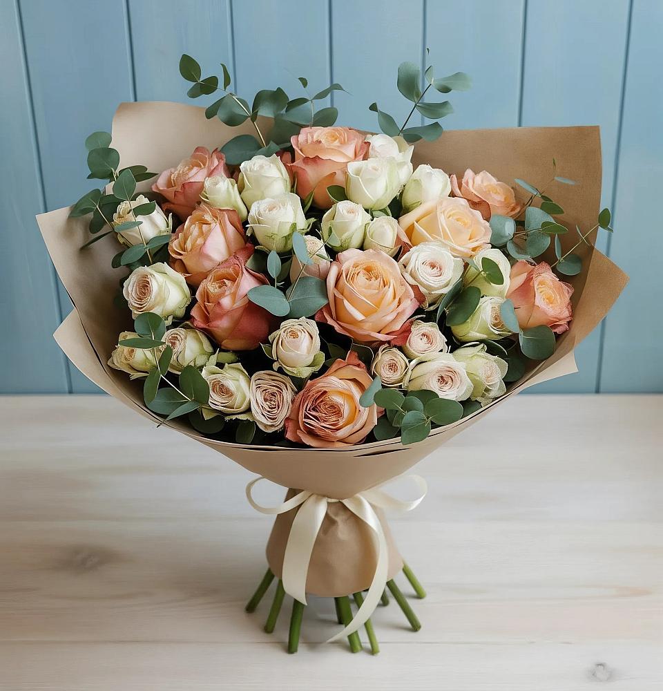 Букет цветов из: Альстромерии и Розы в Цимлянском