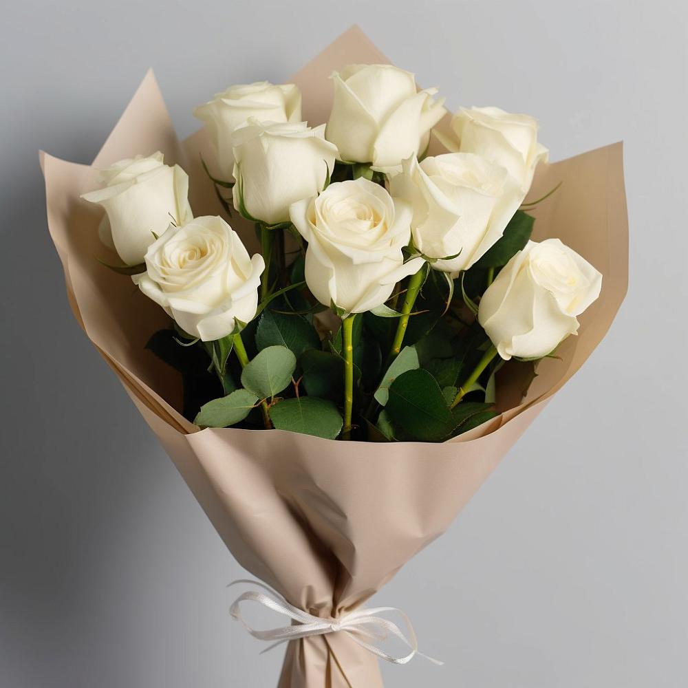 Букет 9 Белых роз Эдлесс Лав в Цимлянском