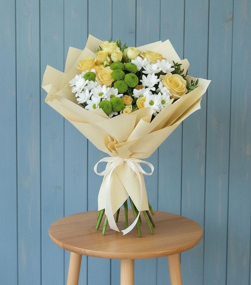 Букет цветов из: Хризантемы и Розы в Цимлянском