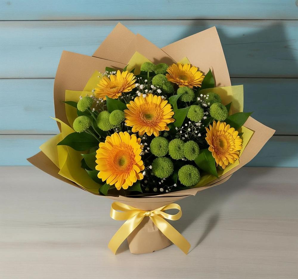 Букет цветов из: Герберы и Хризантемы в Цимлянском