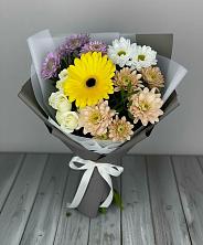 Букет цветов из:  Розы, Герберы и Хризантемы в Цимлянском