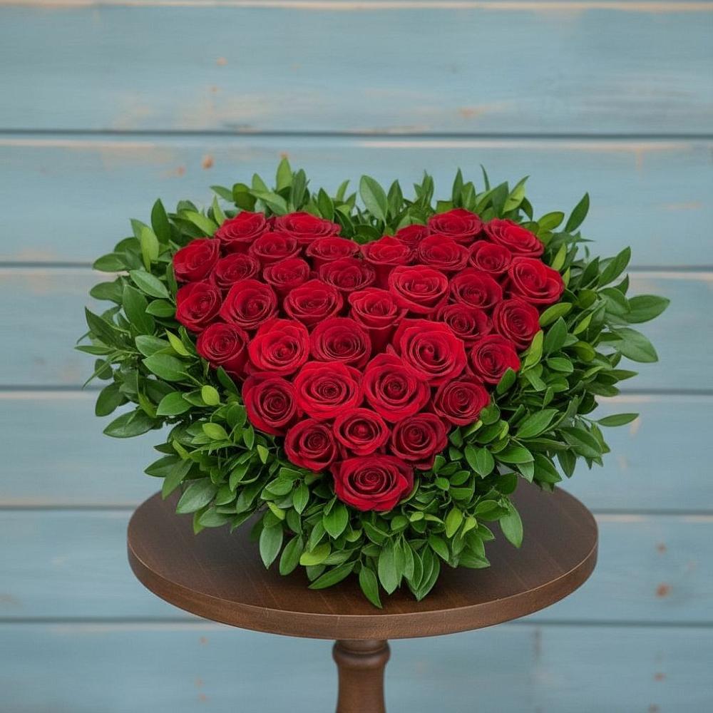 Цветочная композиция из Розы в виде сердца в Цимлянском