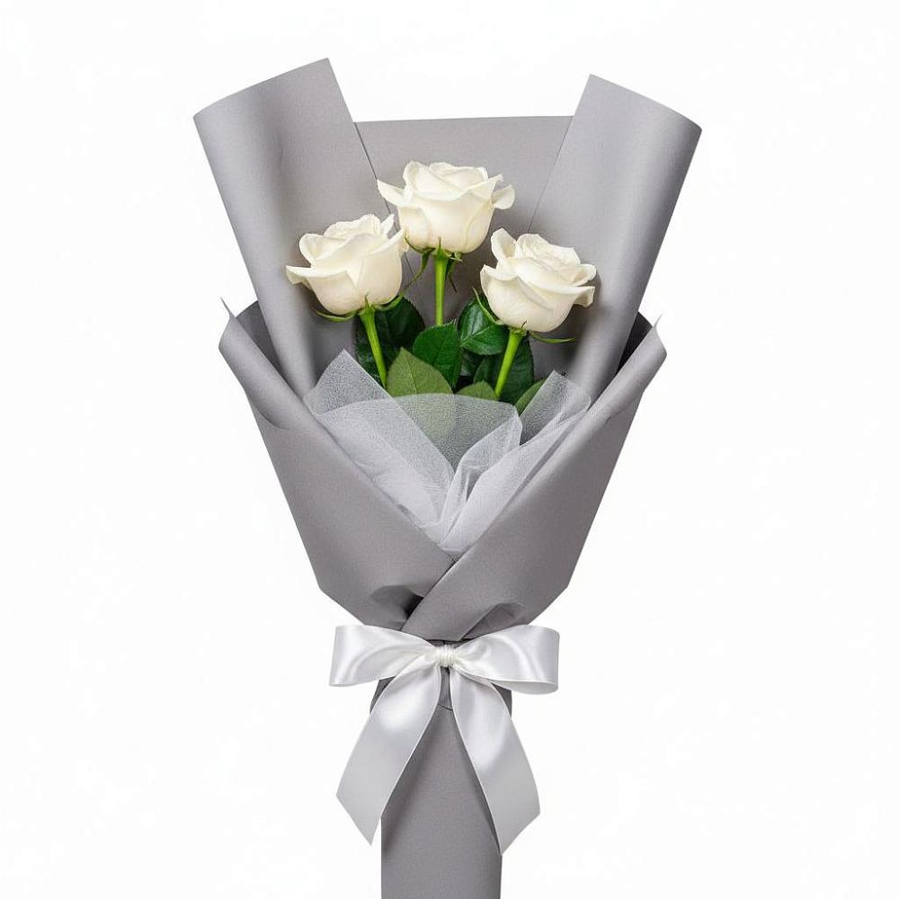 Букет 3 белые розы в Цимлянском