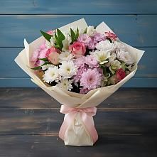 Букет цветов из:  Хризантемы, Альстромерии и Розы в Цимлянском