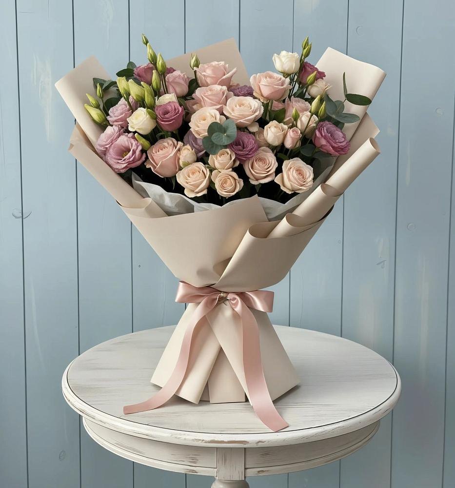 Букет цветов из: Розы и Лизиантусы в Цимлянском