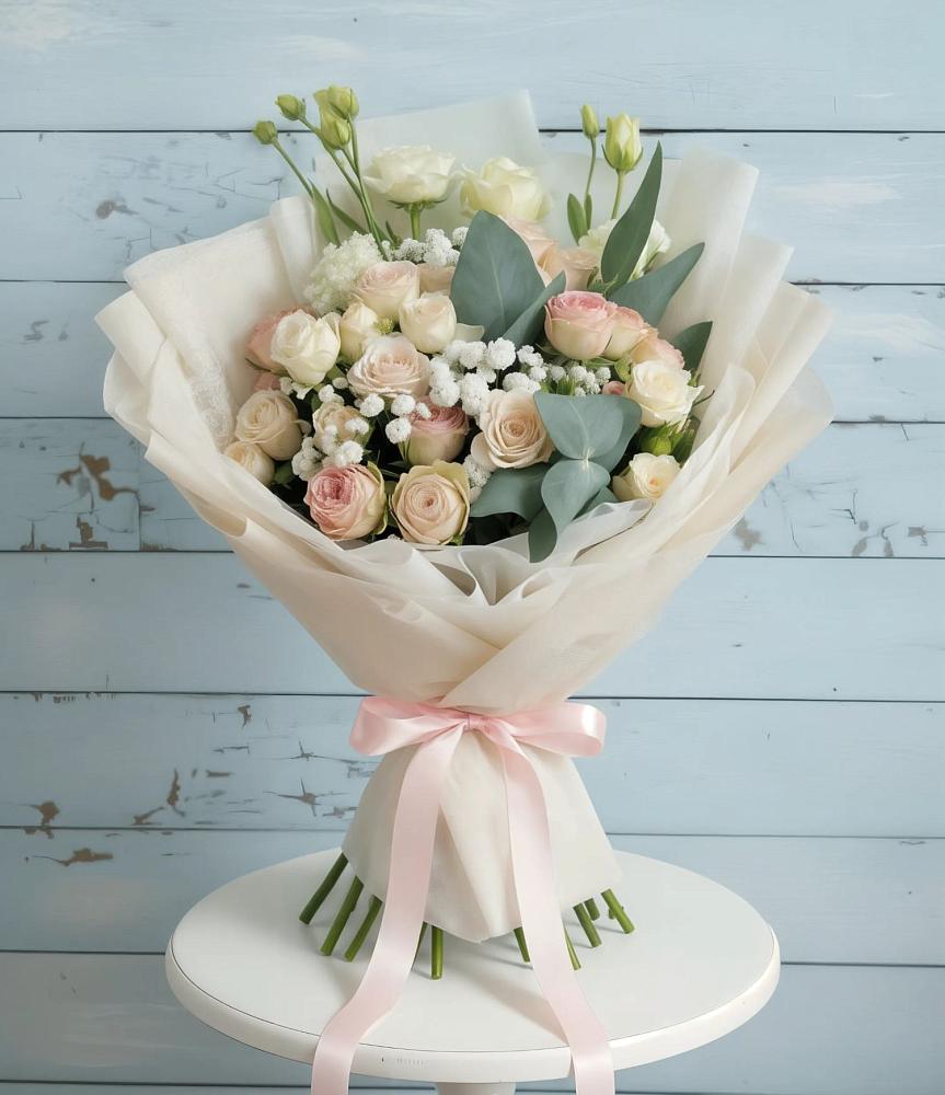 Букет цветов из: Розы и Лизиантусы в Цимлянском