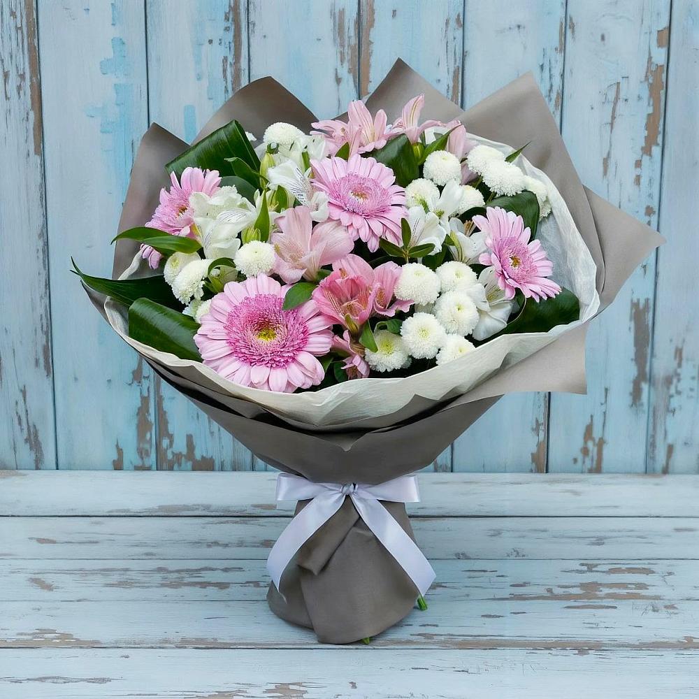 Букет цветов из: Герберы, Альстромерии и Хризантемы в Цимлянском